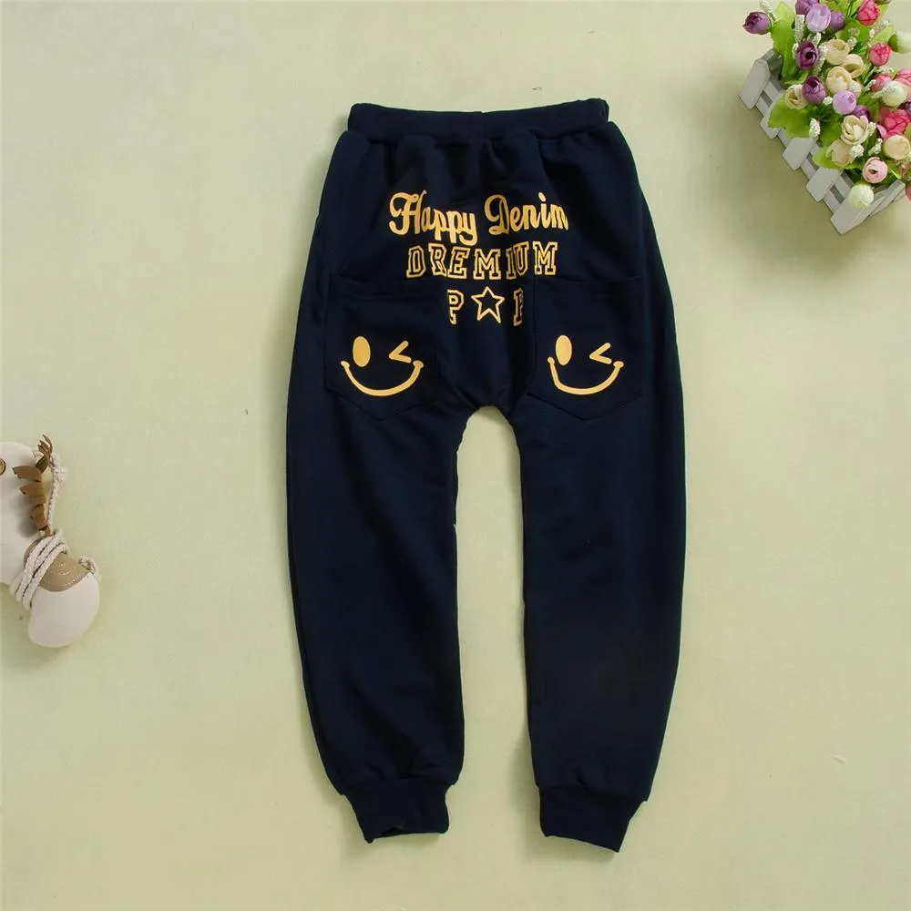 Boys Letter Printed Smiley Pants Boys Wholesale Clothing