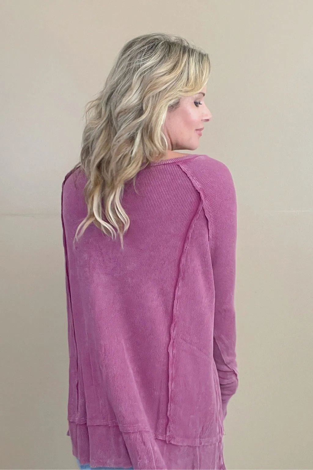Breezy Days Burgundy Mineral Washed Top