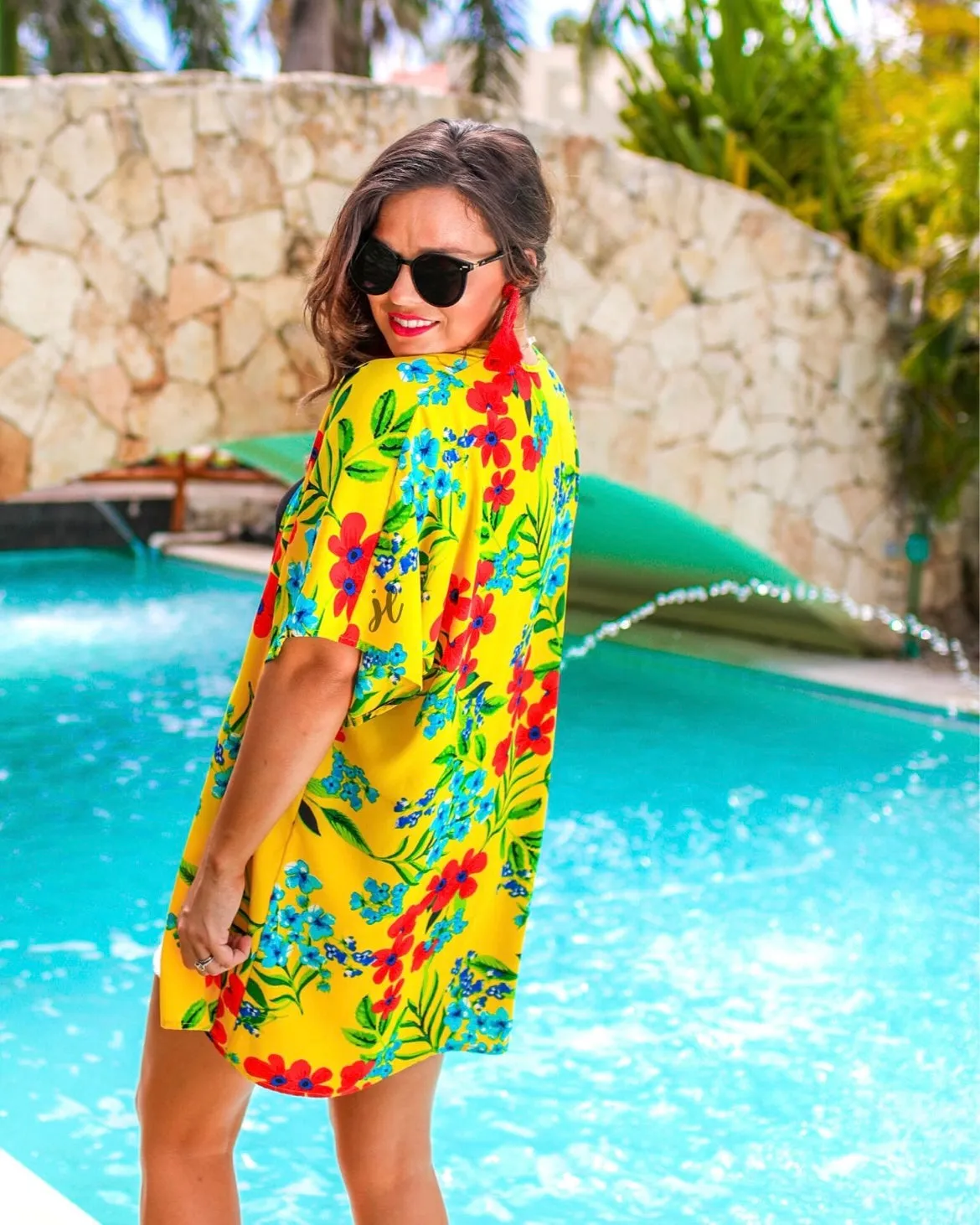 Bright Yellow Sunshine Multi Color Floral Lightweight Kimono