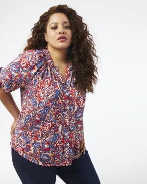 Brittany Button Down Blouse | Navy / Orange