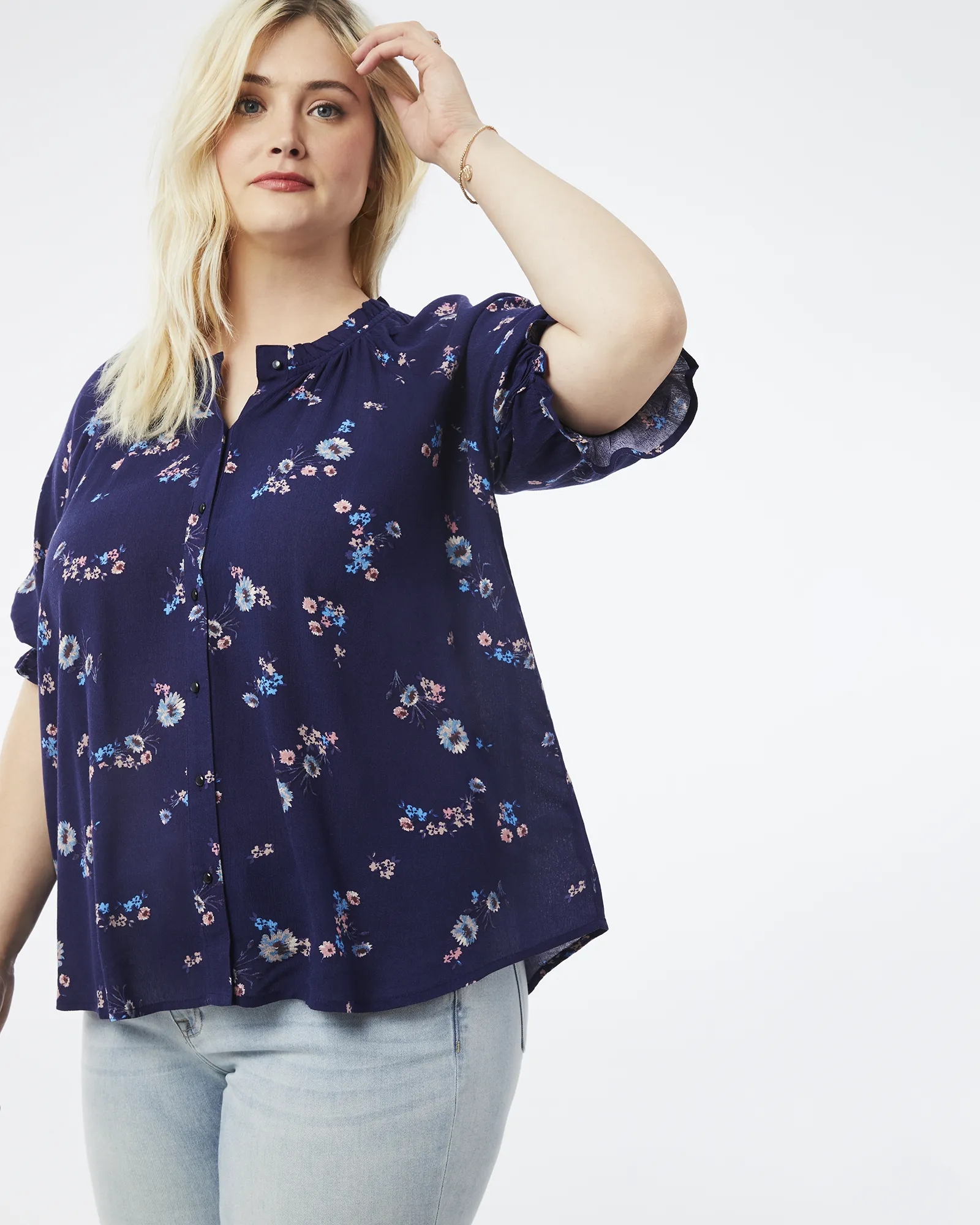 Brittany Button Down Blouse | Navy / Vanilla