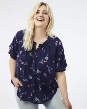 Brittany Button Down Blouse | Navy / Vanilla