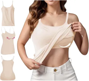 Camisole Tops for Women Built in Bra Adjustable Spaghetti Strap Workout Yoga Shirts Basic Shelf Bra Tank Tops