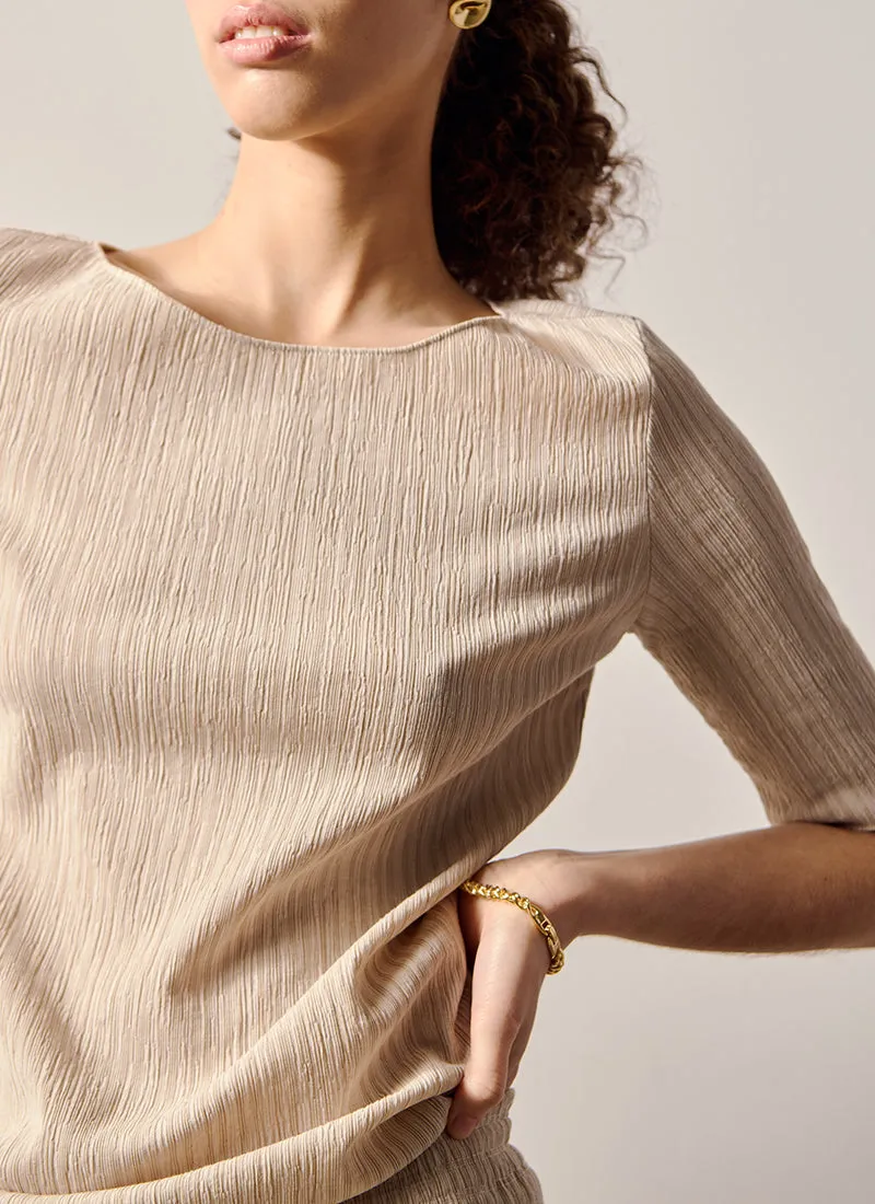 Caraibi Plissé Short Sleeve Top