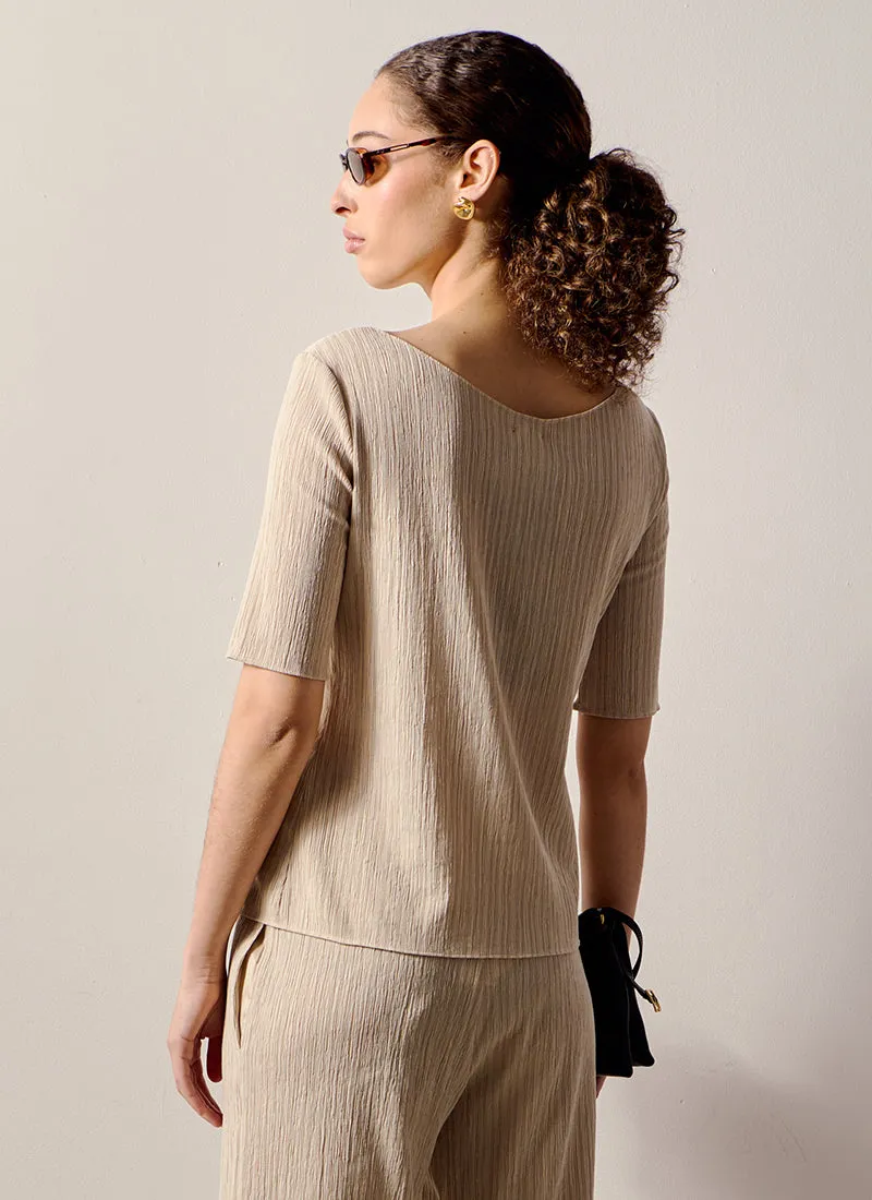 Caraibi Plissé Short Sleeve Top