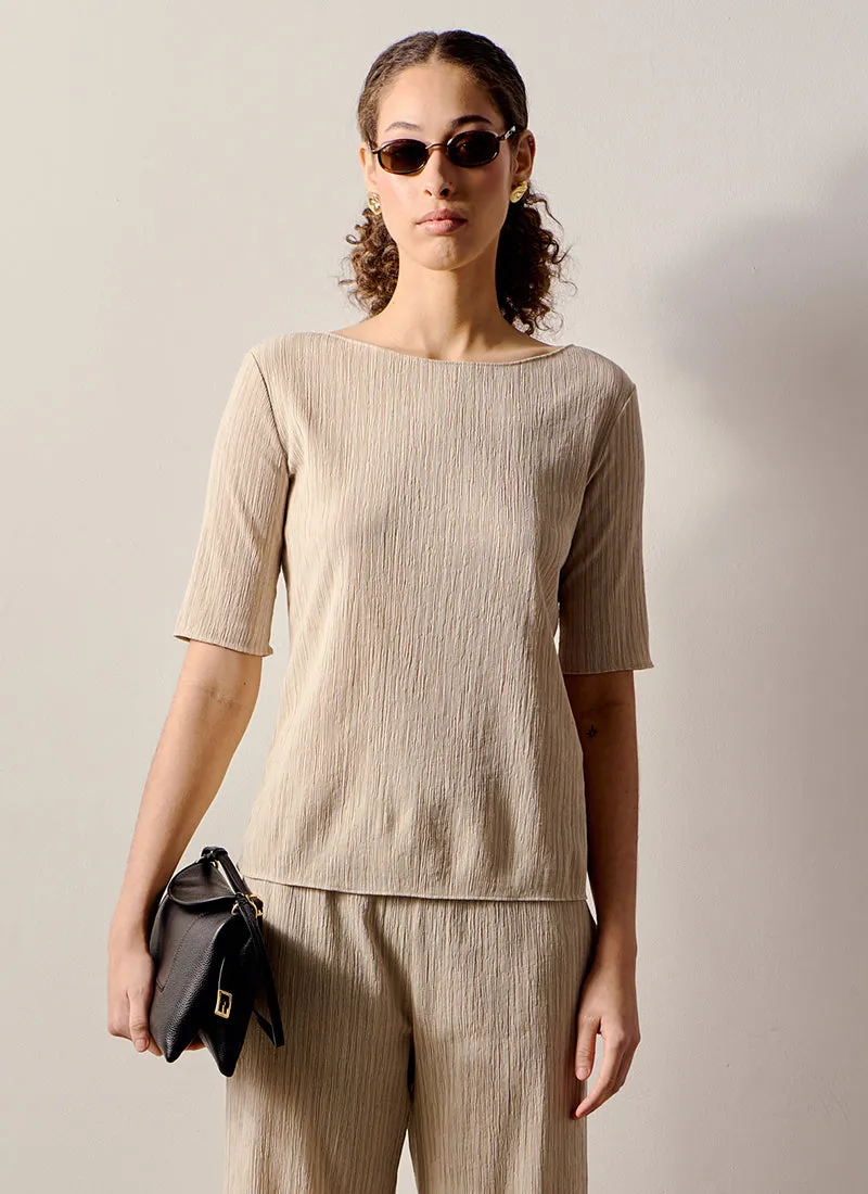 Caraibi Plissé Short Sleeve Top