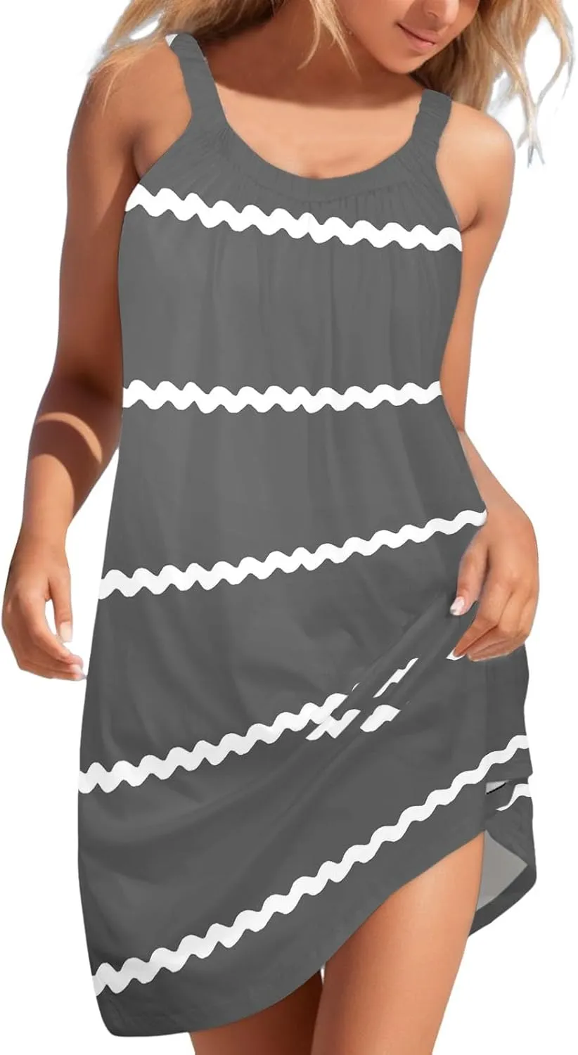 Casual Dresses for Women 2024 Maxi Casual Beach Dress Sleeveless Printed Casual Skirt Seaside Green Floral Dress