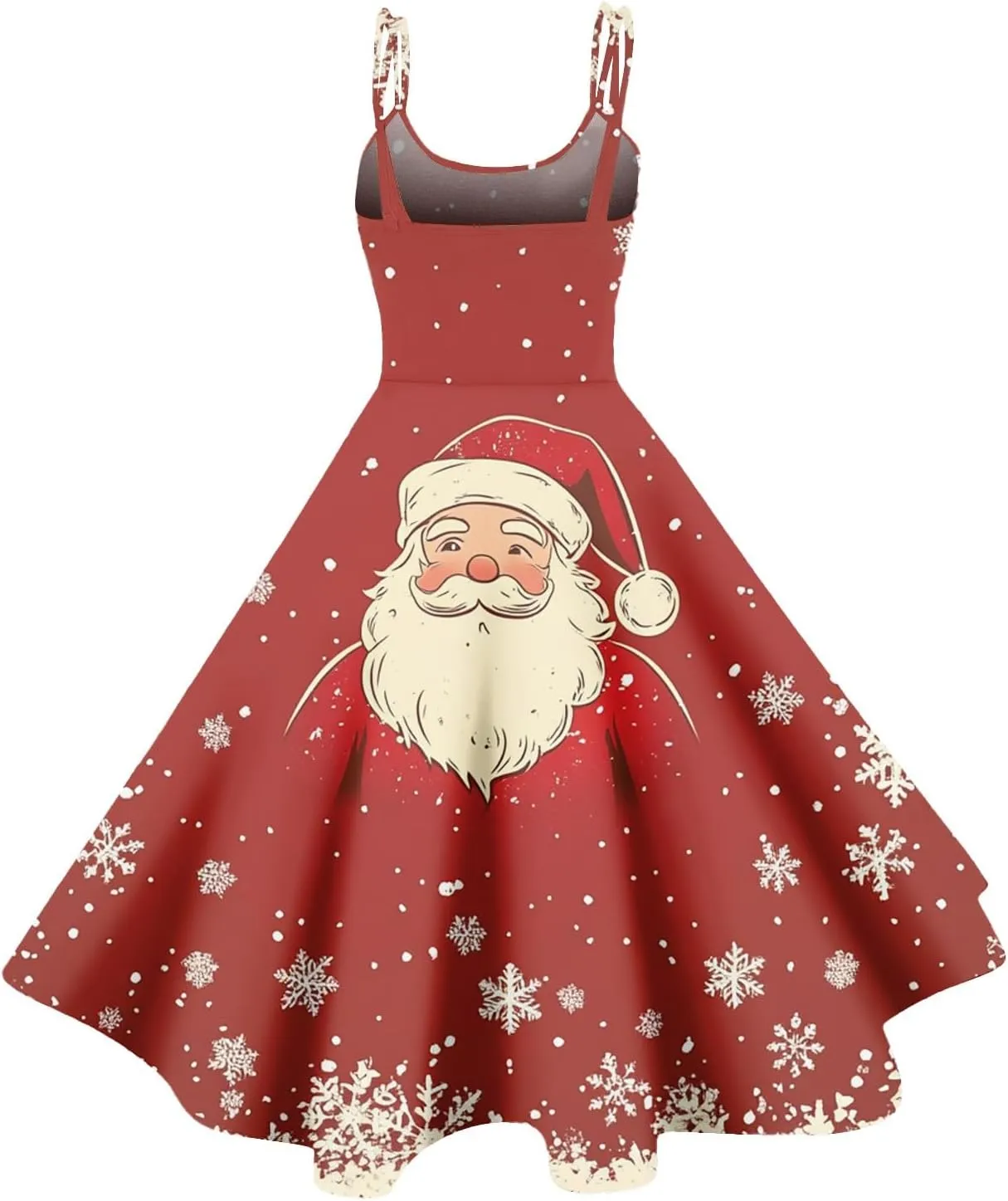 Christmas Dresses for Women Vintage Cocktail Swing Vacation Knee Length Midi Casual Dresses Holiday Beach Party Dress