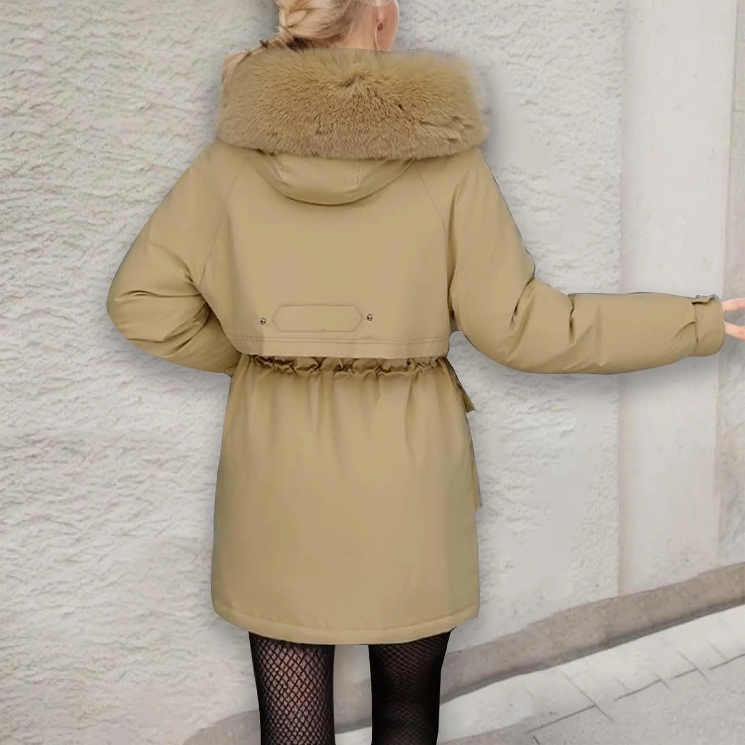 cooki Womens Winter Coats Lightweight Puffer Jacket Warm Quilted Padded Hood Coat with Faux Fur Collar Cropped Down Coats