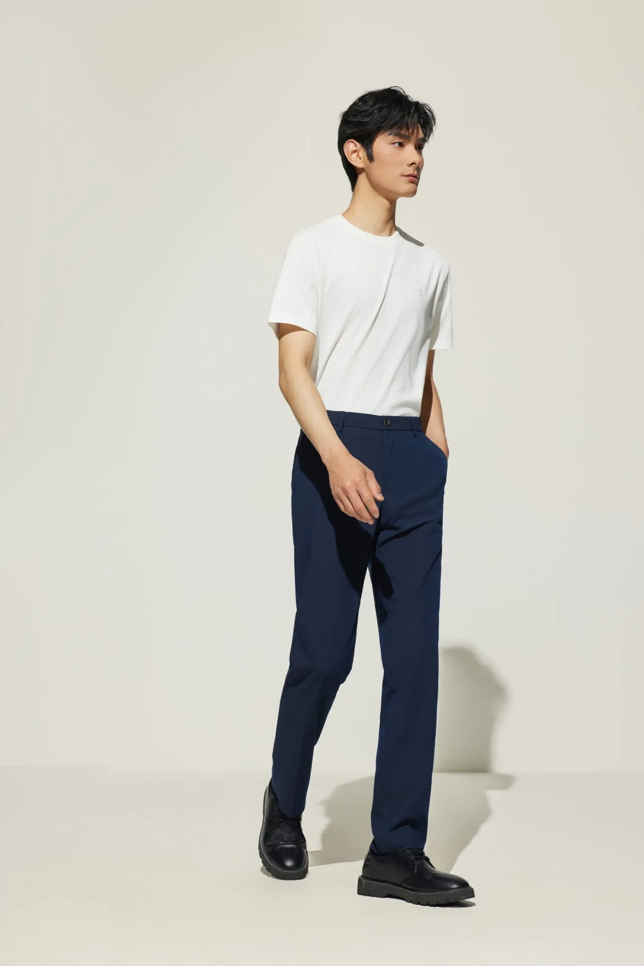Cool Touch Multi-Way Stretch Smart Fit Plain Weave Formal Pants with Elastic Waist Band