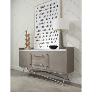Coral Marble Top Rectangular Sideboard in Antique Grey