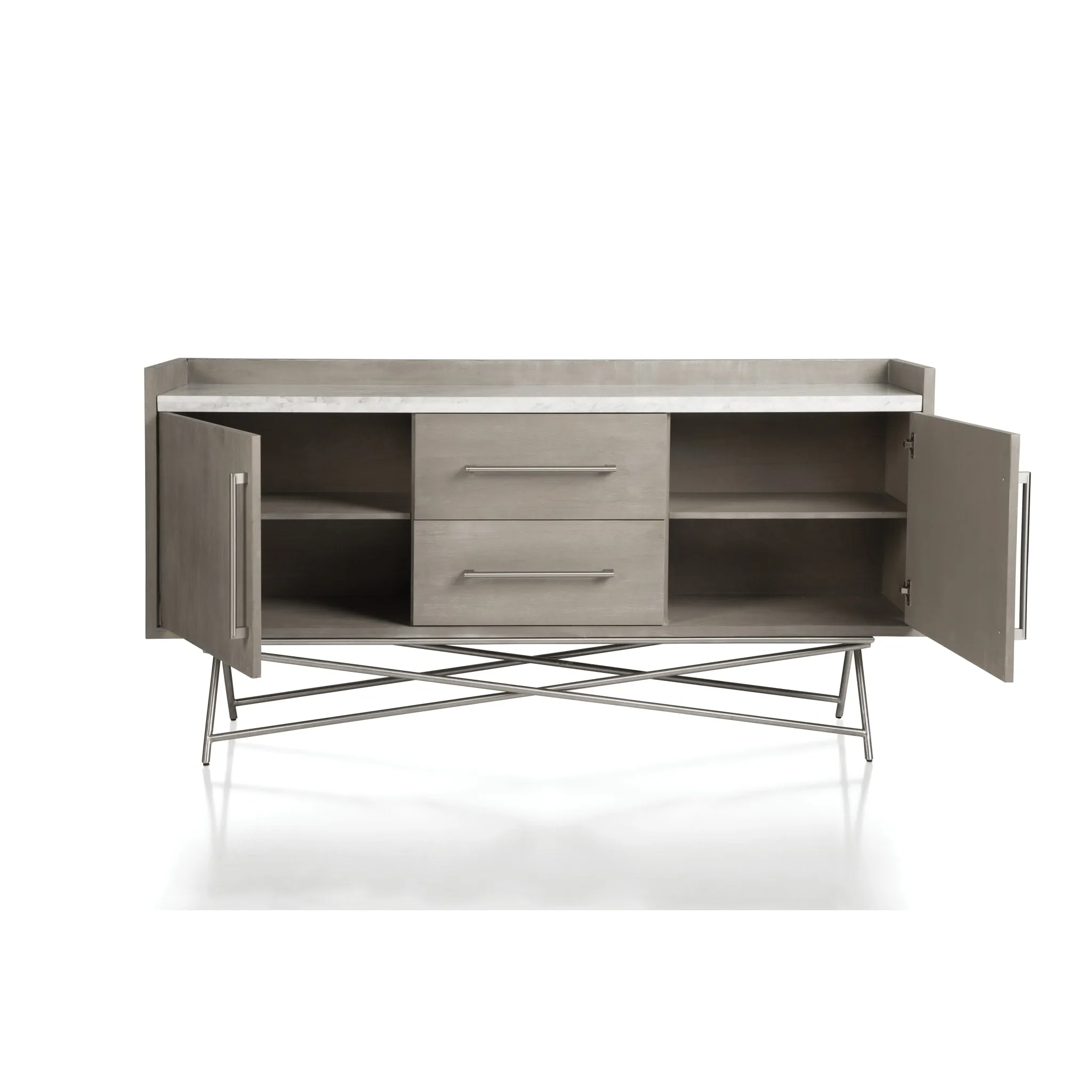 Coral Marble Top Rectangular Sideboard in Antique Grey