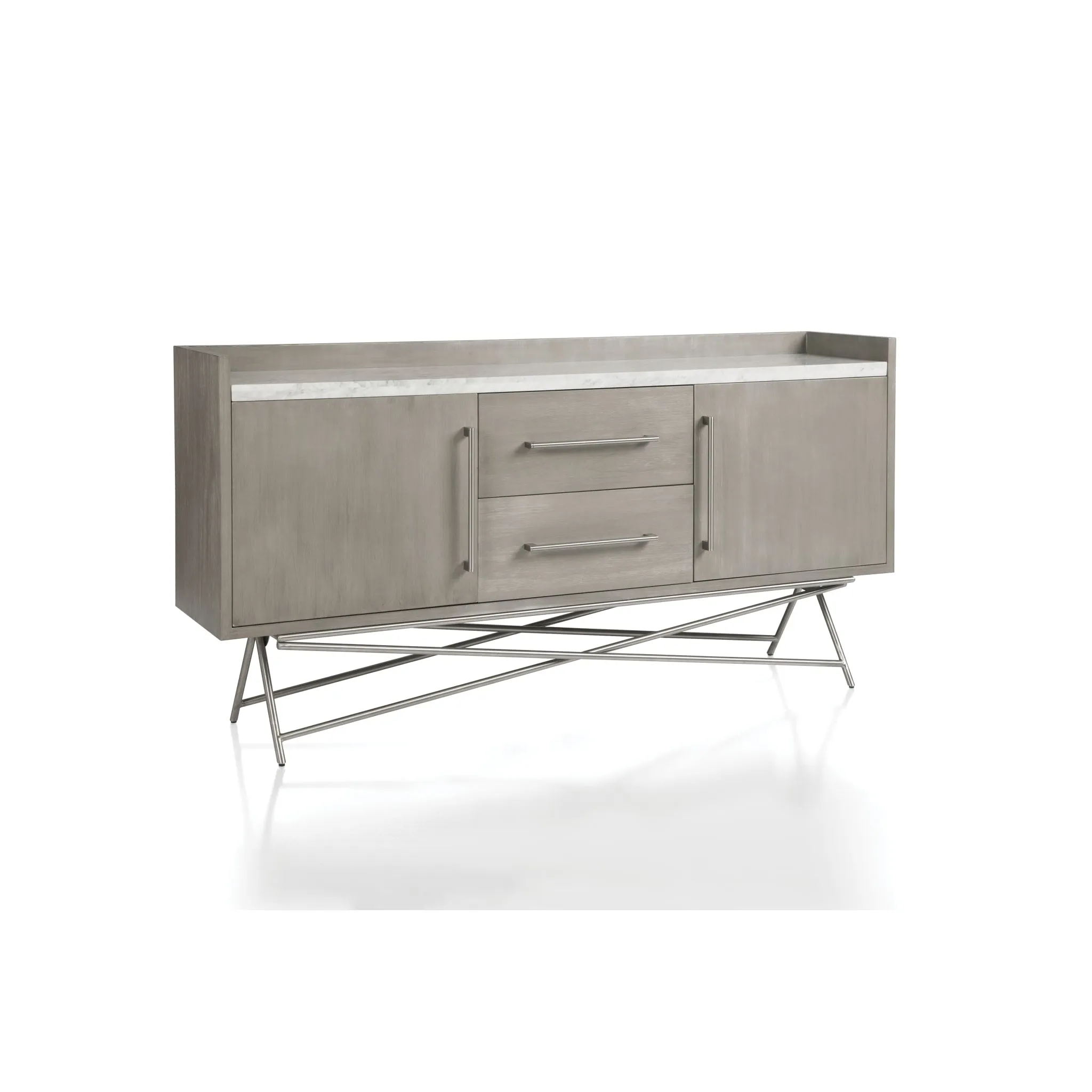 Coral Marble Top Rectangular Sideboard in Antique Grey