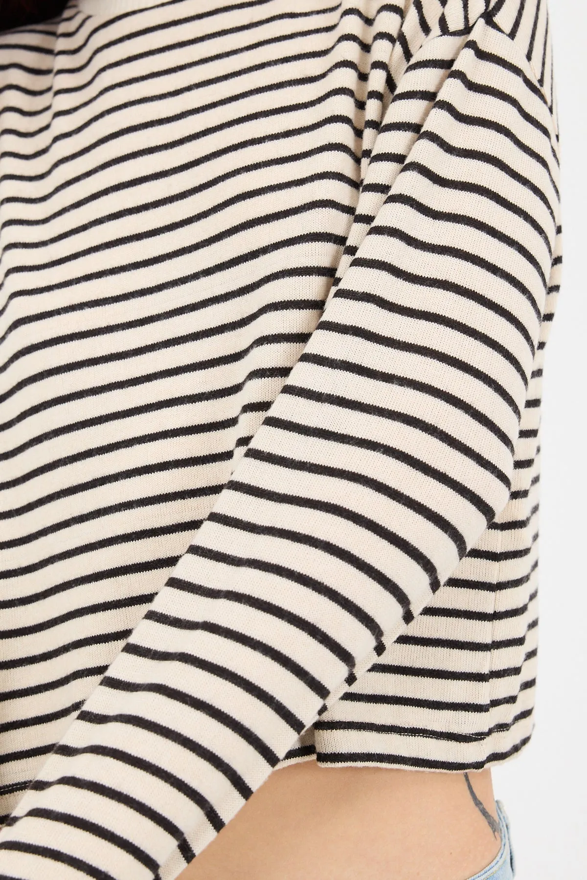 Crew Neck Long Sleeve Striped Blouse