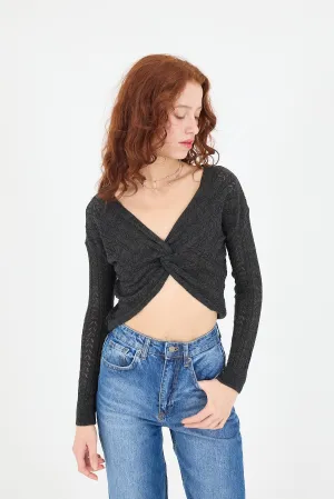 Cross Knotted Front V-Neck Knitwear