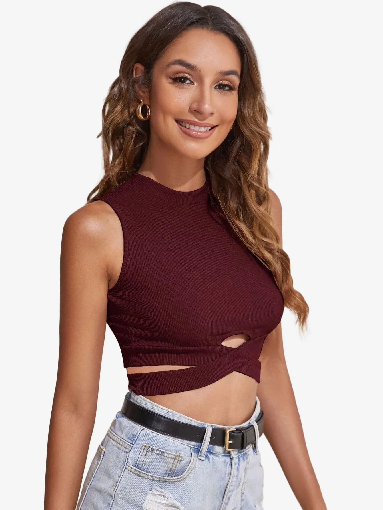 Cut Out Detail Slim Tank Top