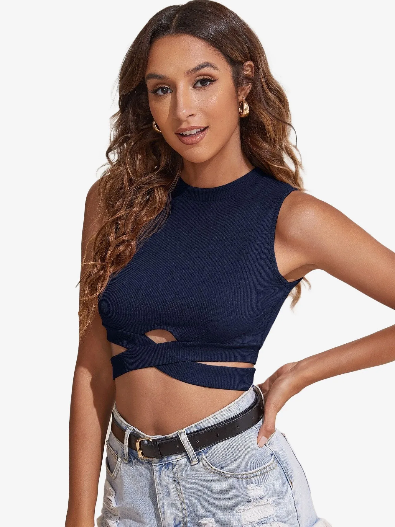 Cut Out Detail Slim Tank Top