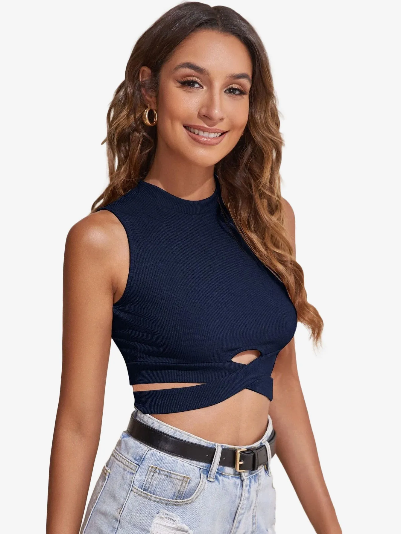 Cut Out Detail Slim Tank Top