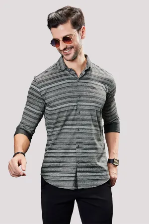 Destin Grey Print Striped Shirt