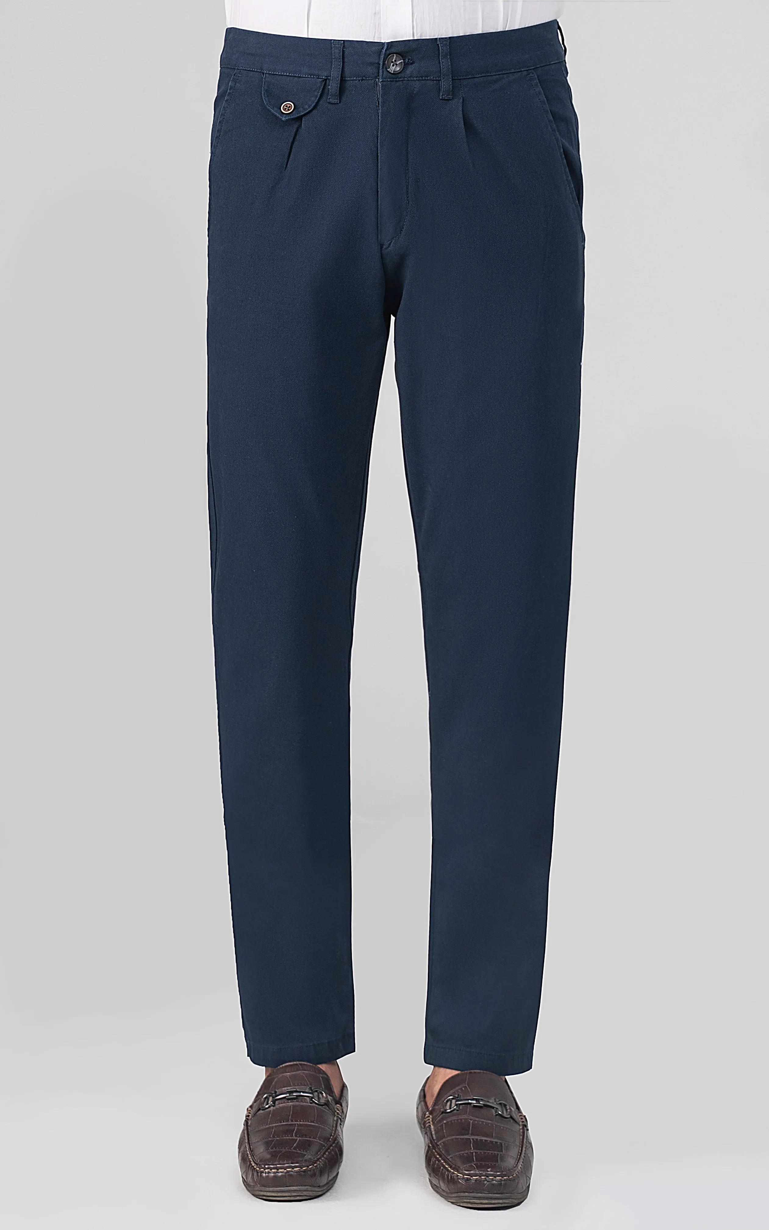DOBBY SMART FIT CASUAL PANT NAVY
