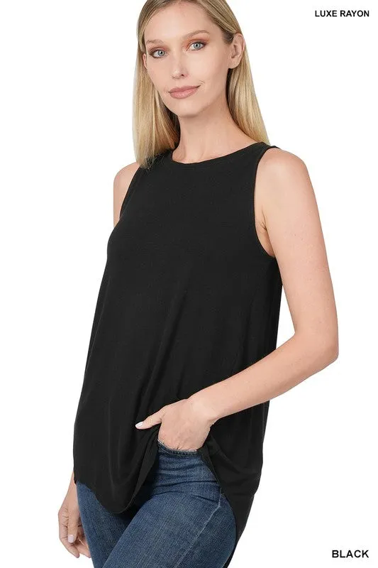 Ebb And Flow Black Luxe Rayon Tank (Size Small)