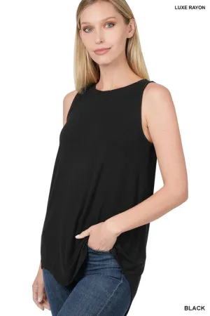 Ebb And Flow Black Luxe Rayon Tank (Size Small)