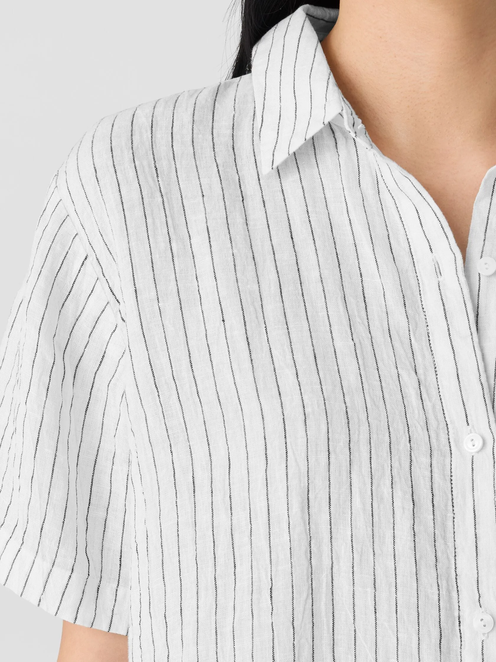 EILEEN FISHER - ORGANIC LINEN SHORT-SLEEVE SHIRT
