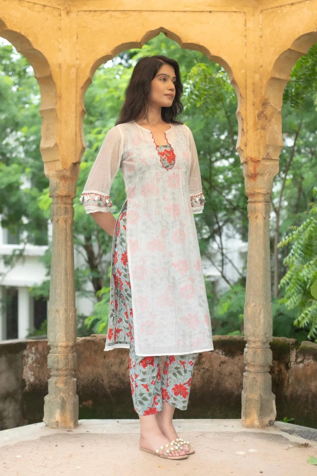 EKAM CHANDERI KURTA SET