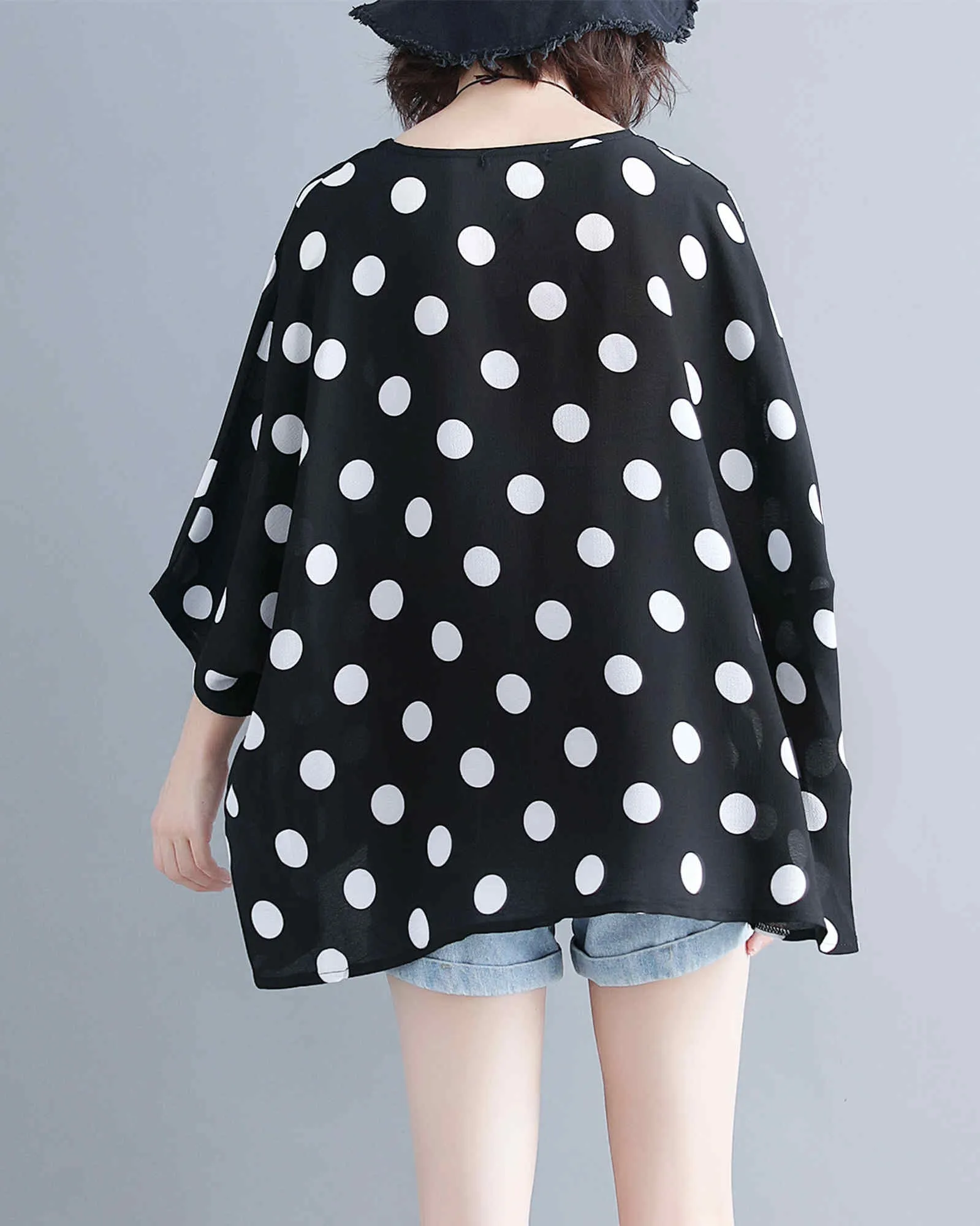 ellazhu Women's Batwing Sleeve Blouse Crewneck Top for Summer GA2480