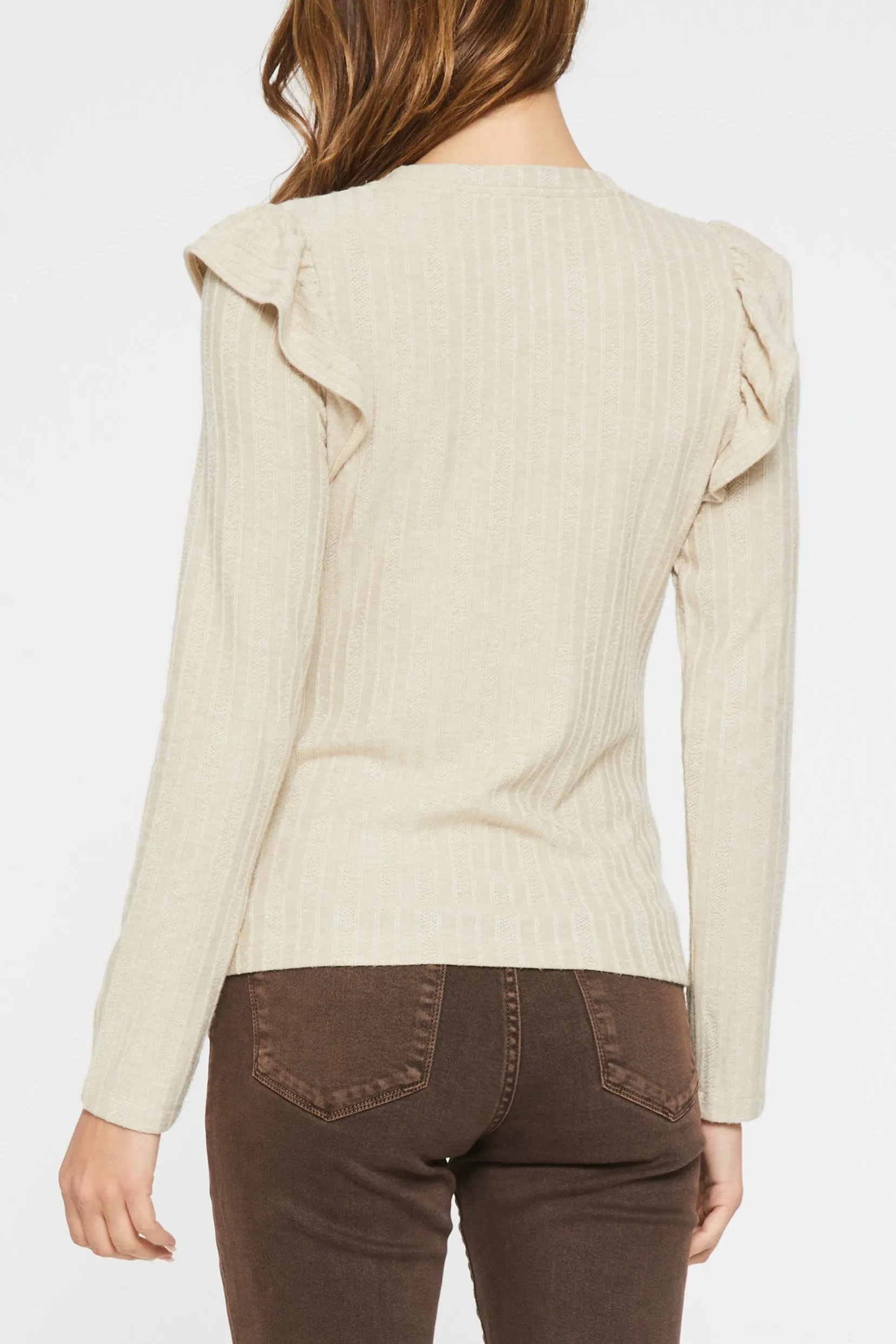 ELVINA RUFFLE TOP OATMEAL