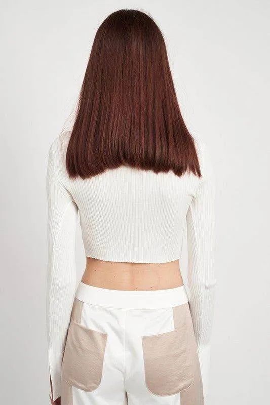 Emory Park | Long Sleeve Button Up Crop Top