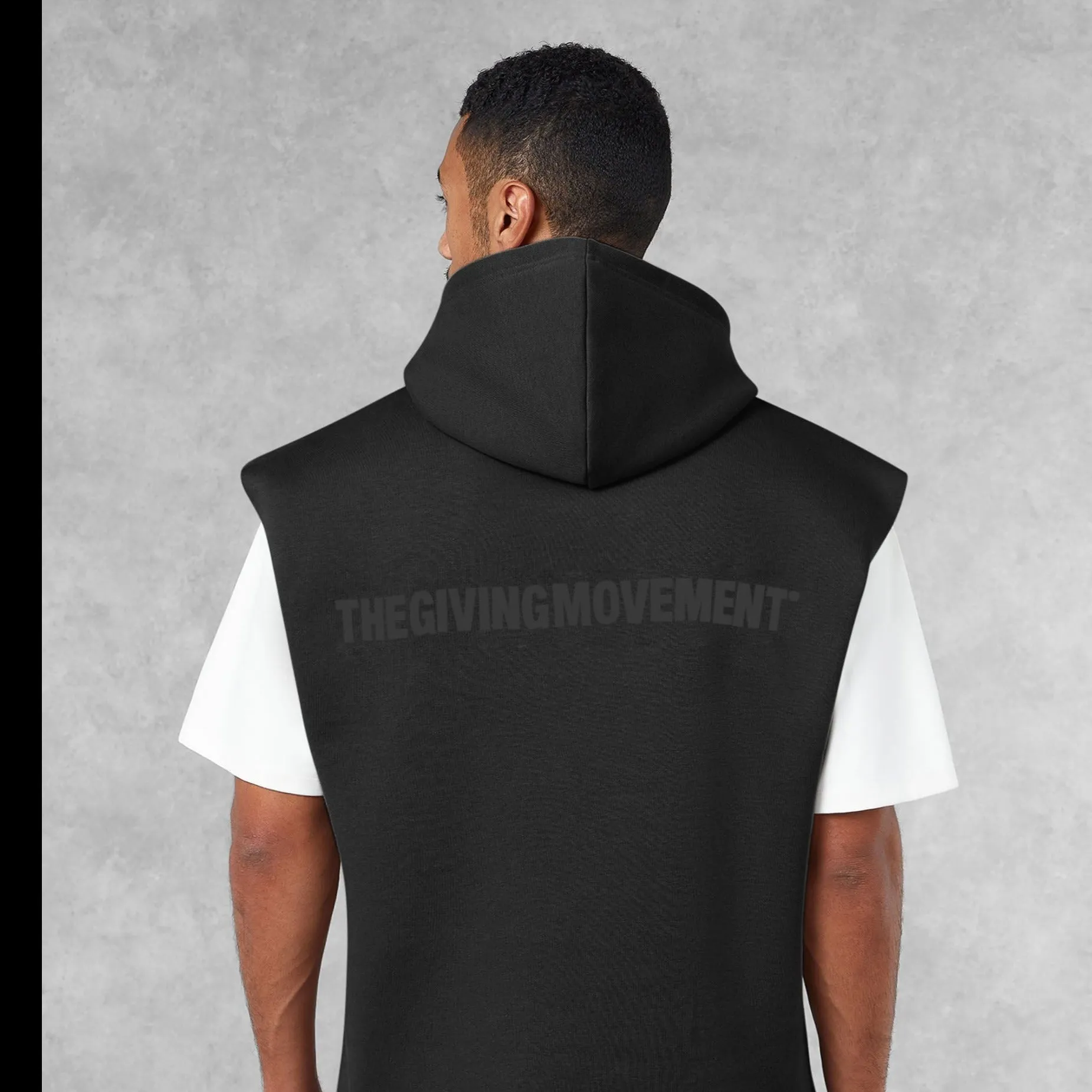 ETHICAL INDIAN ORGANIC COTTON  Oversized Raw Edge Sleeveless Hoodie