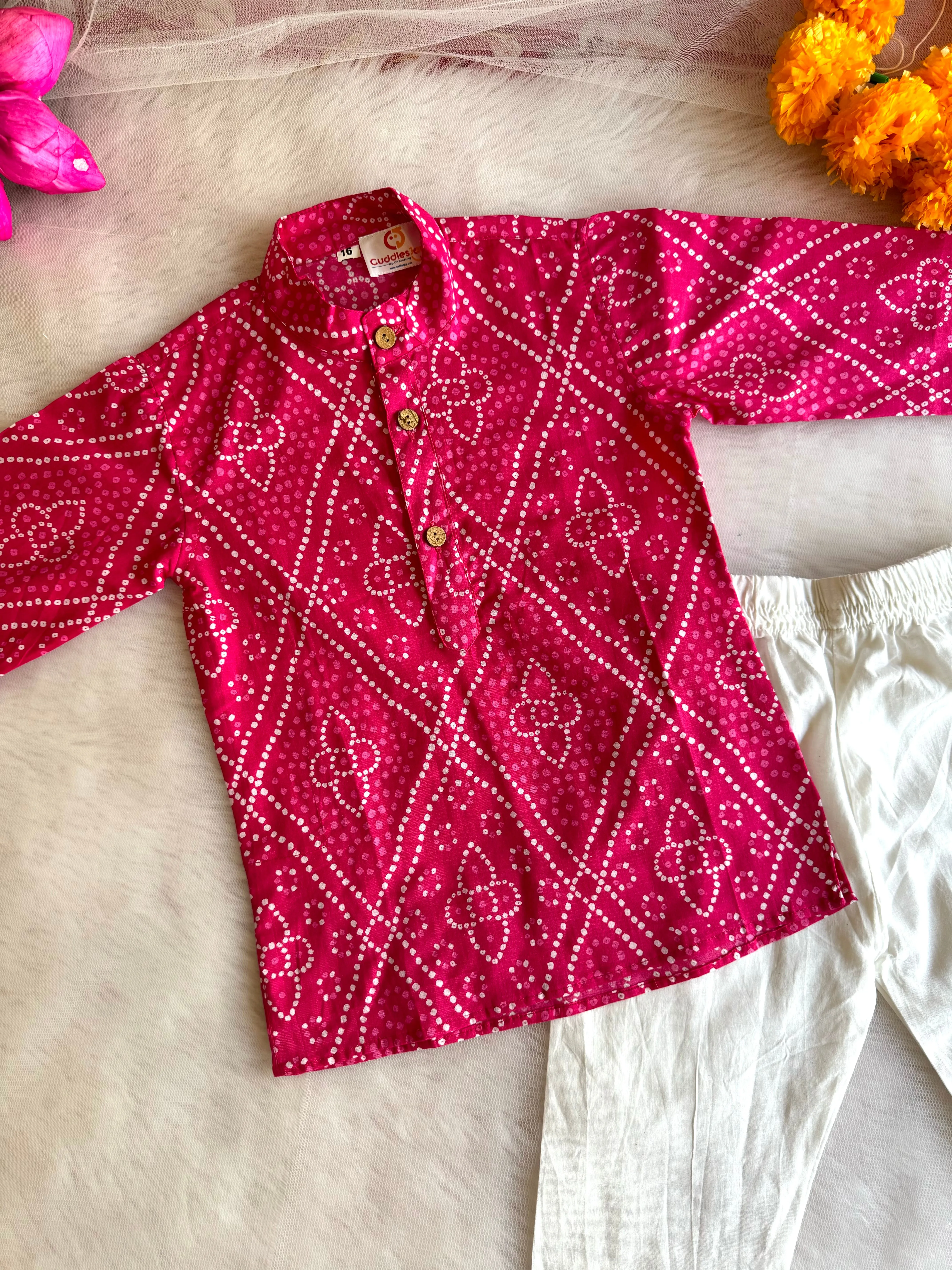 Ethno Bandhej Kurta Set
