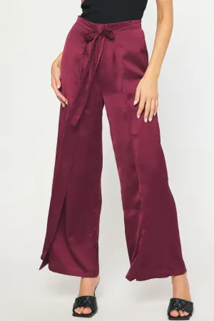 Faux Wrapped Satin Tie Pants