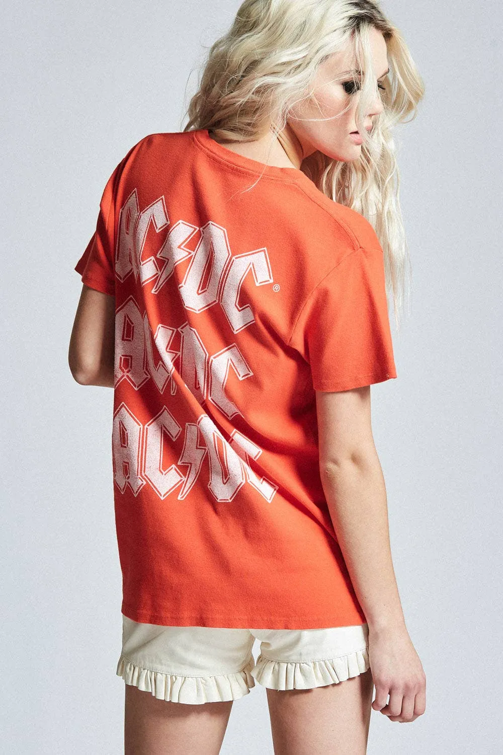 FINAL SALE - Acdc Bolt Band Tees in Paprika