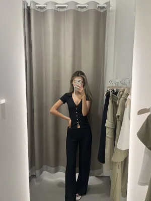 Flared Pants with Stitch Details