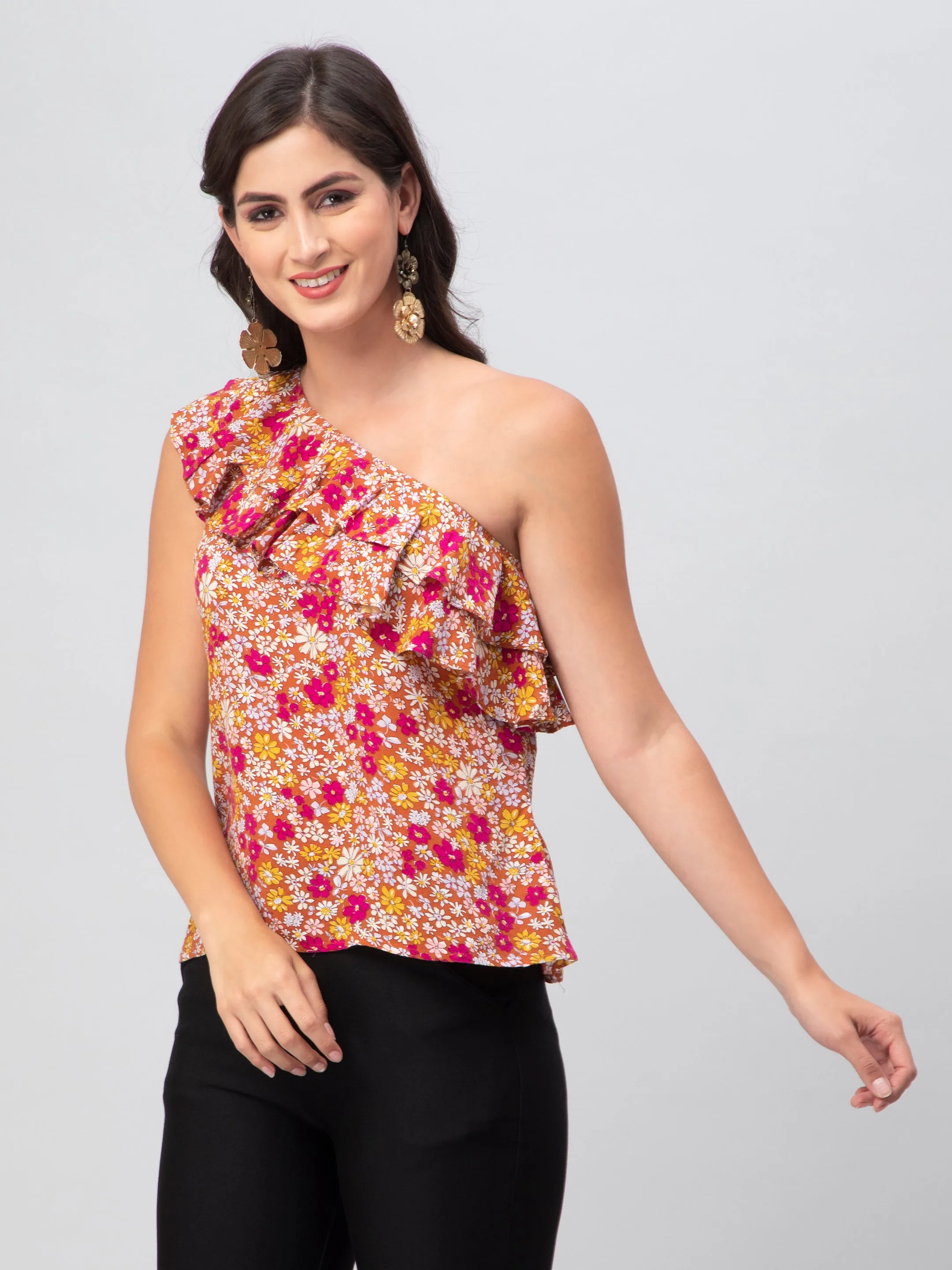 Floral One Shoulder Top