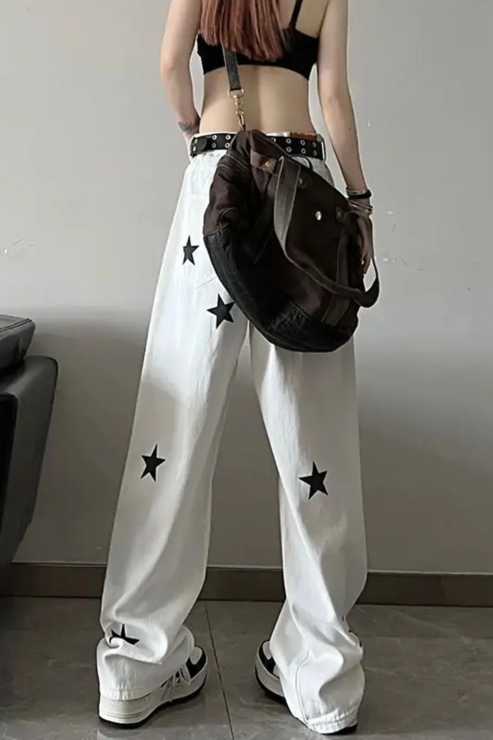 Flytonn-cute winter outfits casual winter outfits christmas outfit party look inspos High Waist Stars Pattern Jeans Pants