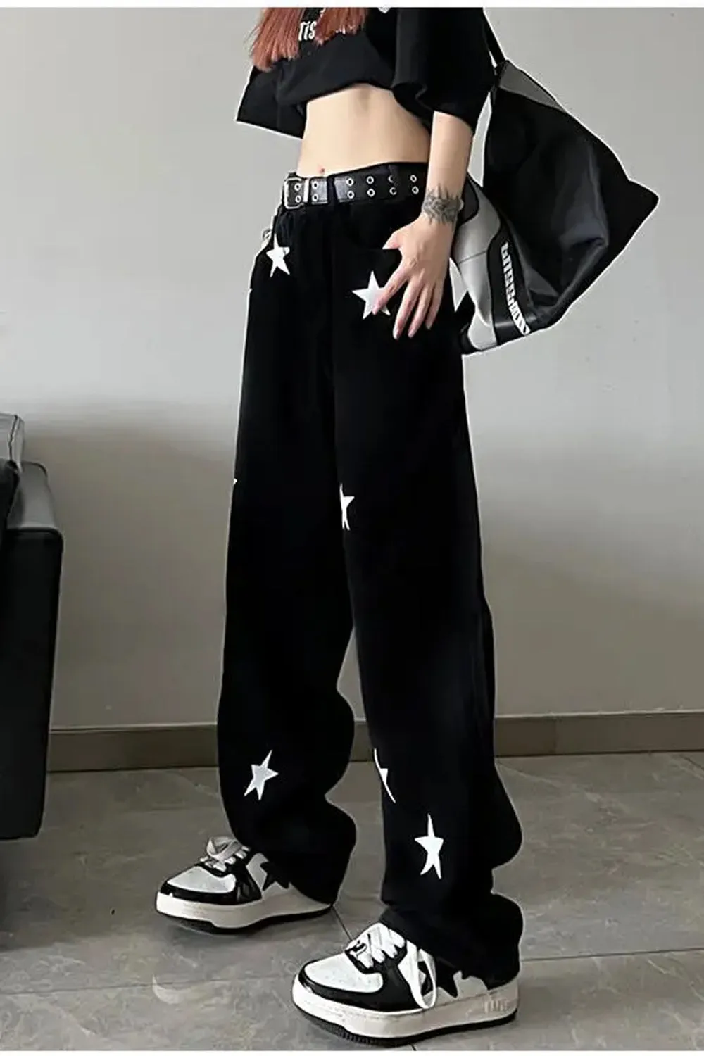 Flytonn-cute winter outfits casual winter outfits christmas outfit party look inspos High Waist Stars Pattern Jeans Pants