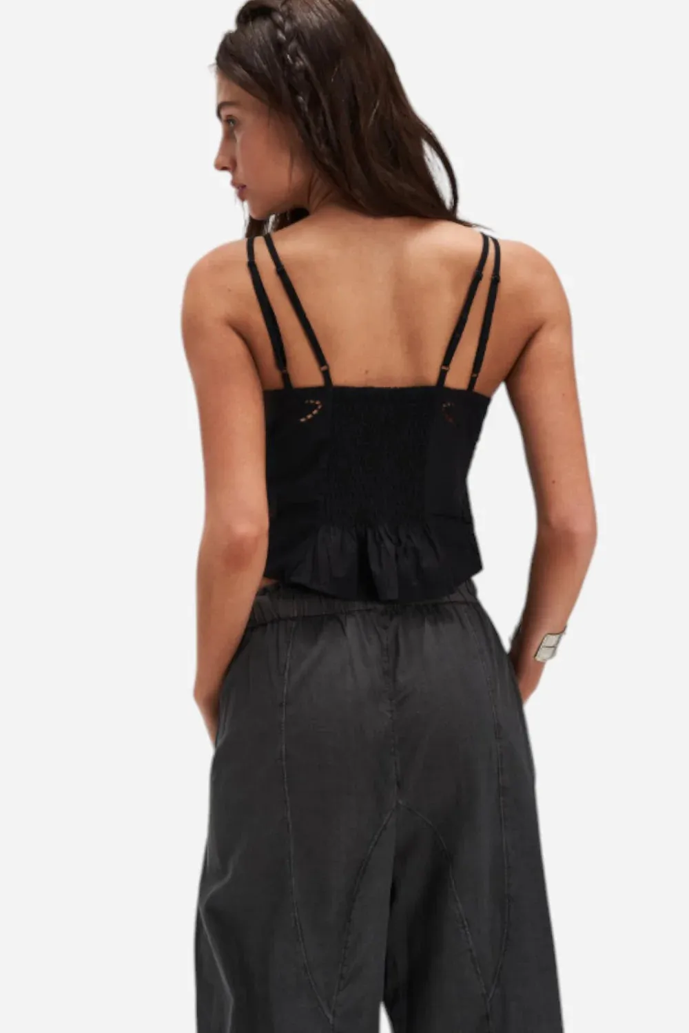 Free People Sweet Sami Eyelet Top - Black