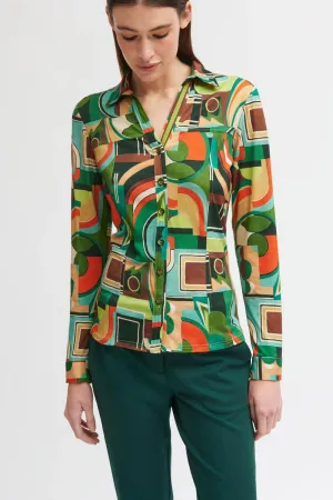 Freya Multicoloured Shirt with Collar and Button Detail