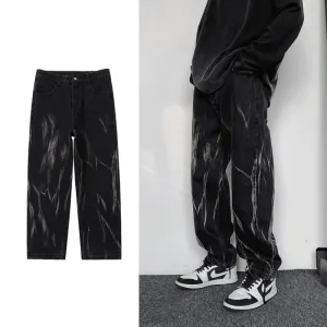 GbolsosMen's Casual Oversize Black Jeans Woman Hip Hop Loose Straight Jeans 2021 Korean Streetwear Male Denim Pants Clothing Fashion