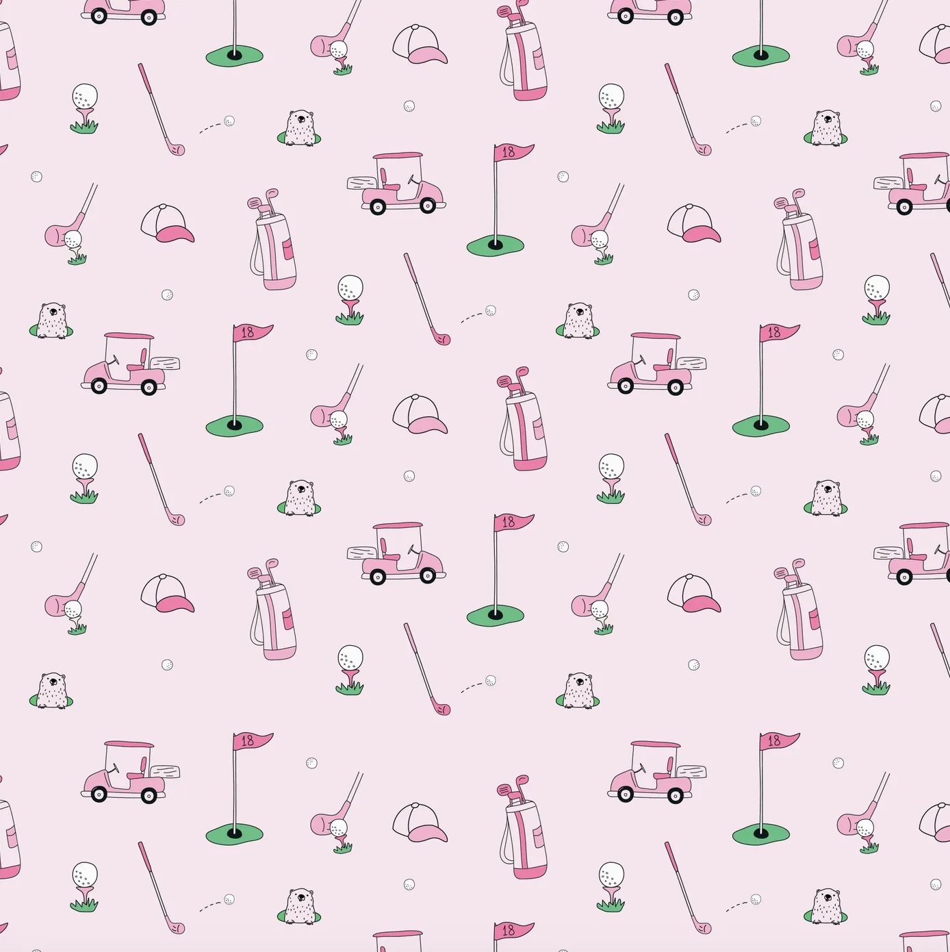 Golf Girl Bubble Romper - Pink