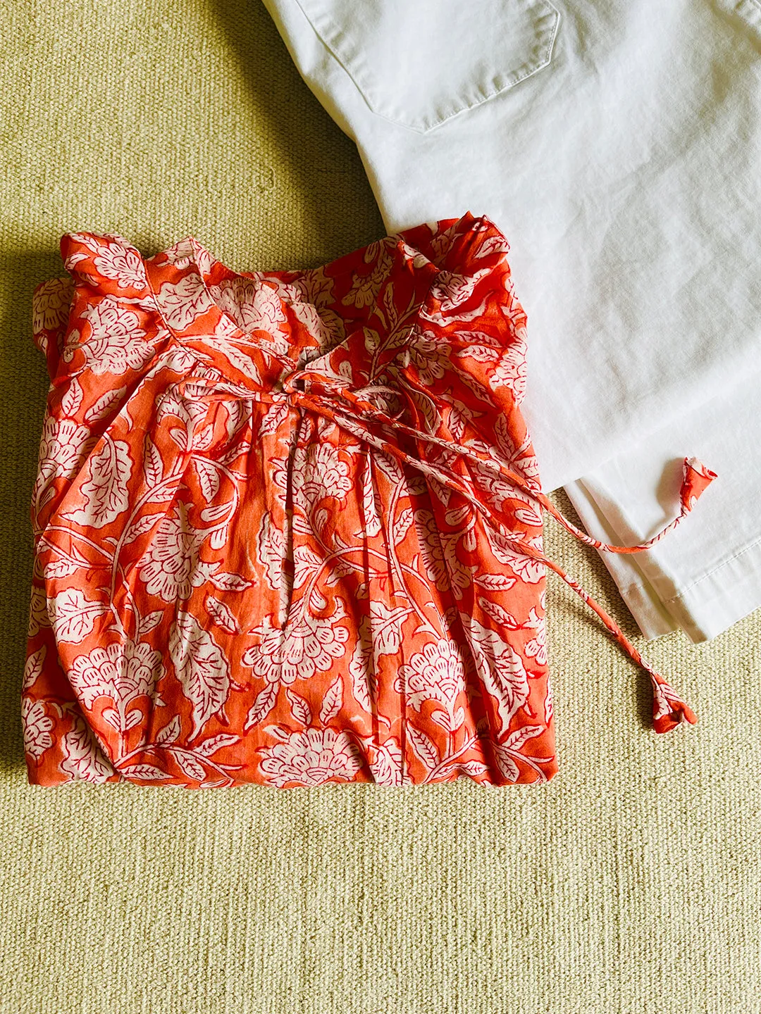 HAND-BLOCK PRINTED BLOUSON TOP (FREE-SIZE)