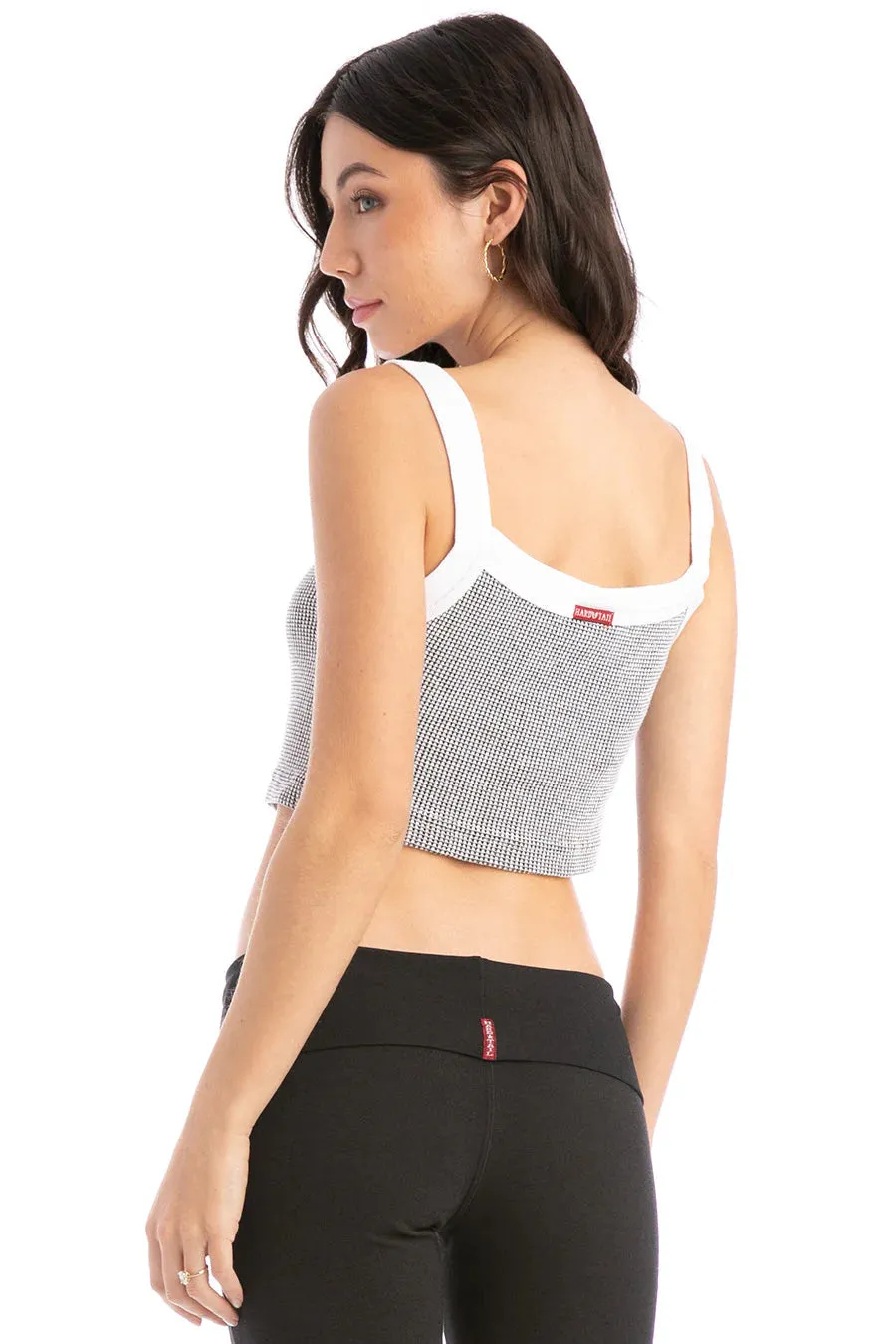 HardTail Vintage Snap Button Crop Tank - White