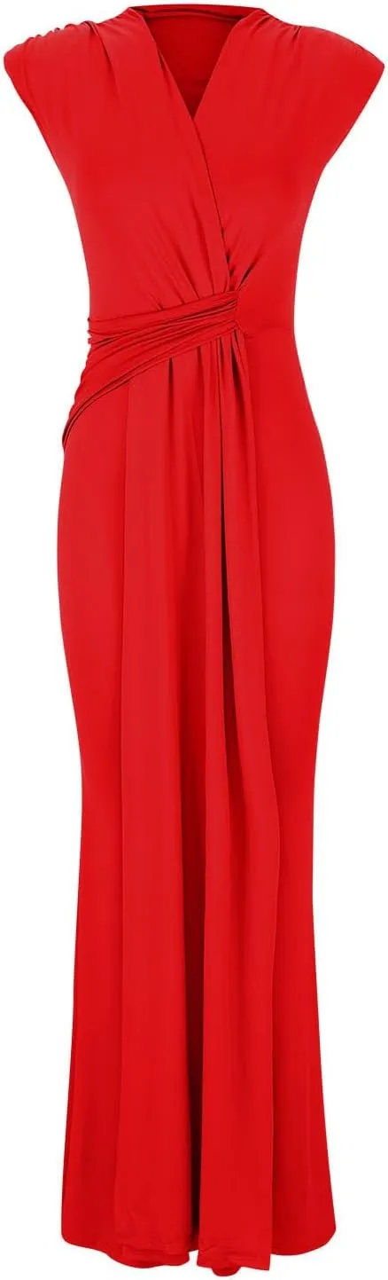 HGps8w Womens Deep V-Neck Sleeveless Party Dress with Pad Shoulder Mermaid Cocktail Maxi Dress Formal Party Evening Gowns