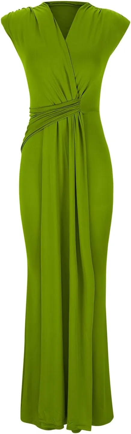 HGps8w Womens Deep V-Neck Sleeveless Party Dress with Pad Shoulder Mermaid Cocktail Maxi Dress Formal Party Evening Gowns