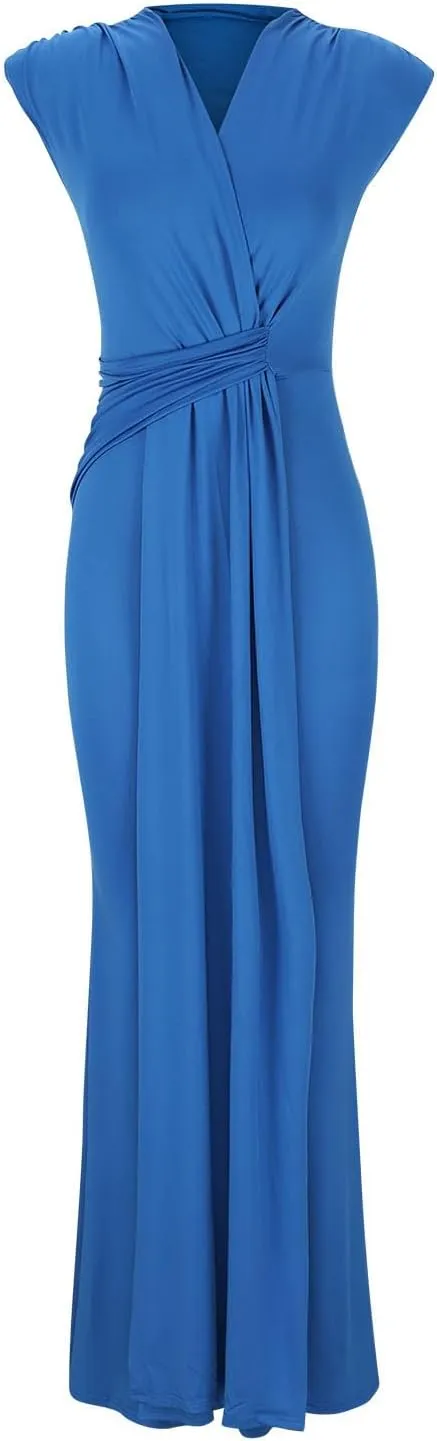 HGps8w Womens Deep V-Neck Sleeveless Party Dress with Pad Shoulder Mermaid Cocktail Maxi Dress Formal Party Evening Gowns