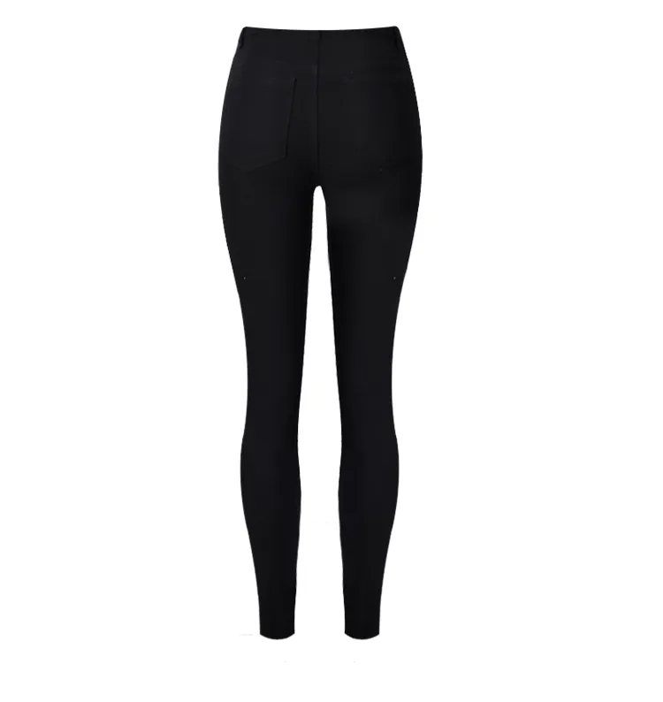 High Waist Ripped Elastic Slim Holes Jeans
