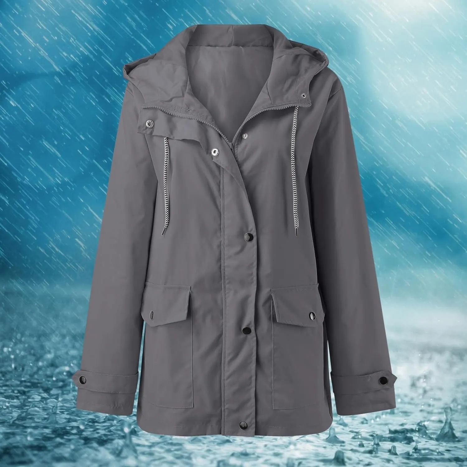 Hooded Trench Coats, Windbreaker Travel Jacket, Womens Jackets, Hiking Jackets for Women, Ladies Lightweight Jackets